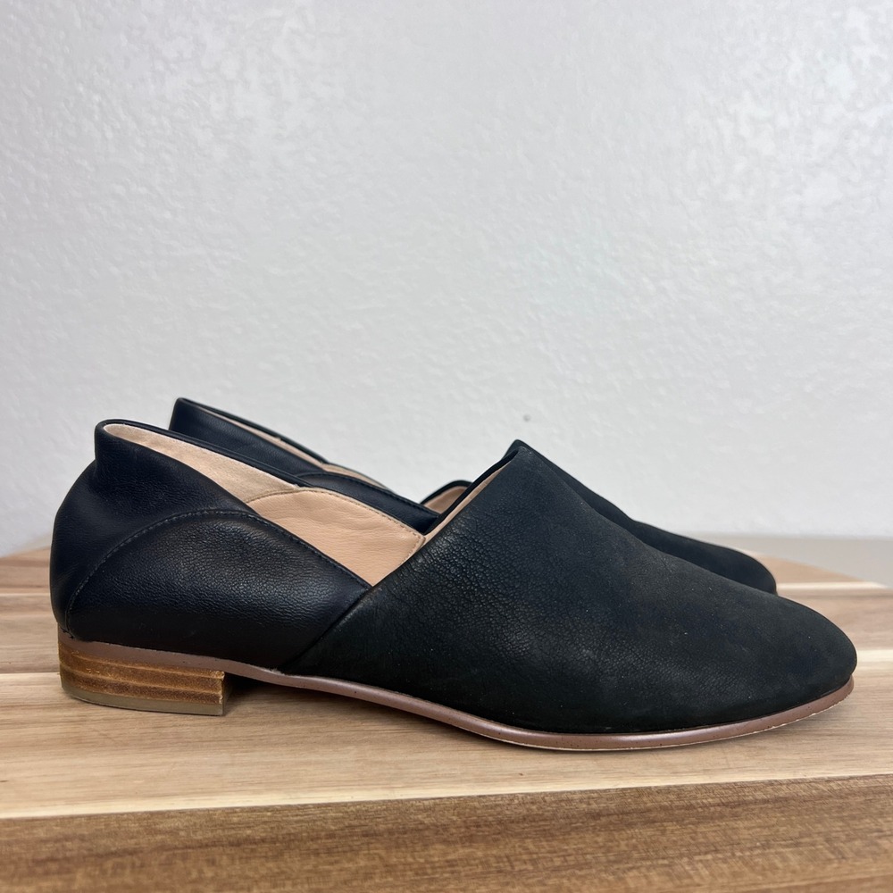 Clarks Pure Tone Loafers Womens 6.5W Black Leather Slip On Flats Comfort Minimal